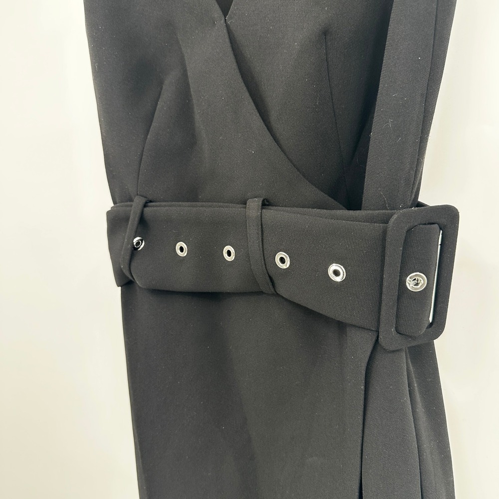 Modern Citizen Black Sleeveless Belted Wrap Midi Dress Grommet Belt XS Workwear - Picture 3 of 11